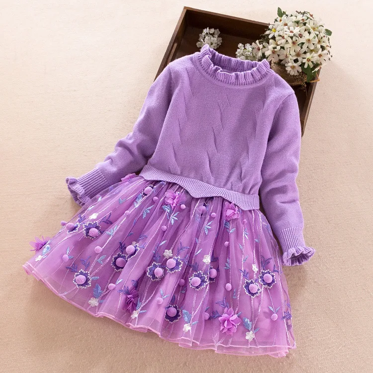 Новинка года, осенне-зимнее хлопковое платье-свитер для девочек зимнее платье, одежда для маленьких девочек ростом от 110 до 140 см 3 цвета