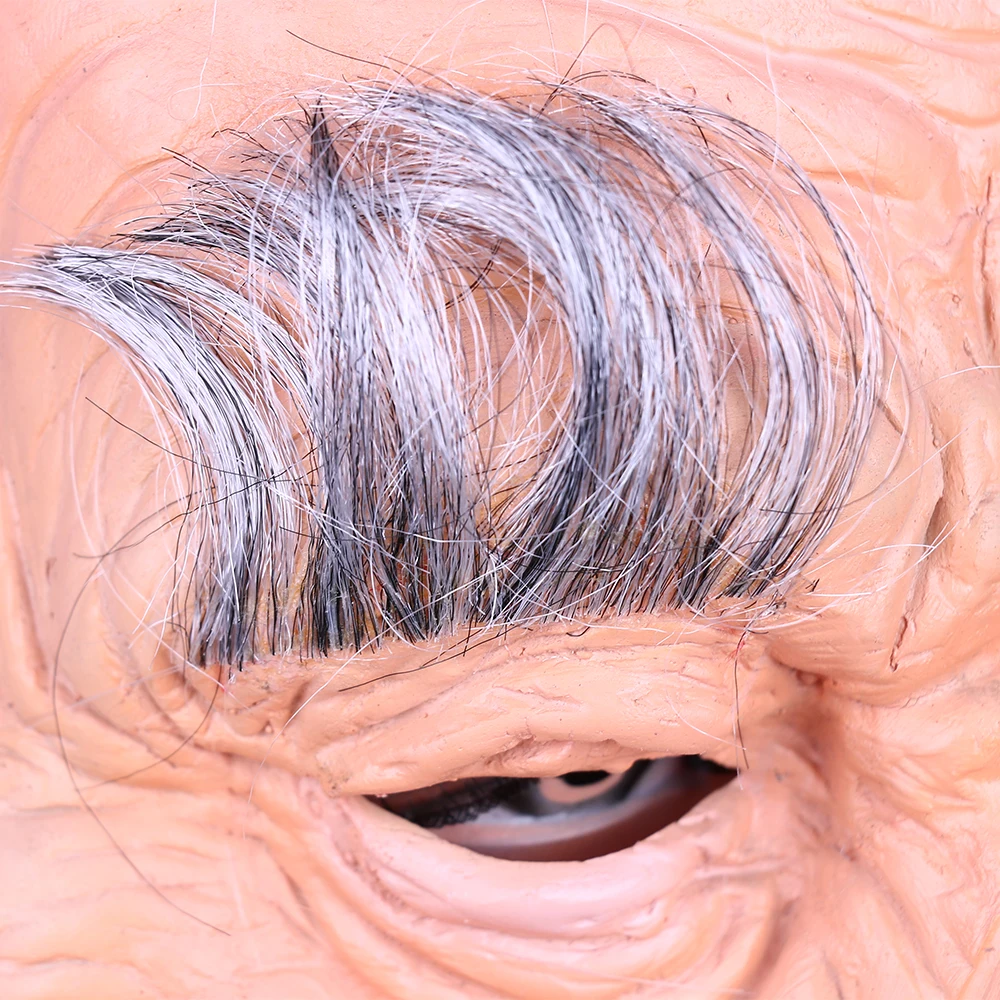 Creepy Old Man Mask With Hair Masquerade Old Man Mask Halloween Mask Props New (9)