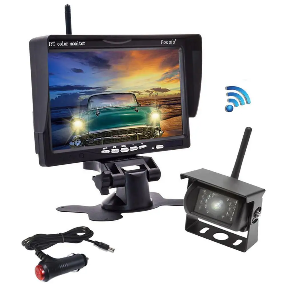 

2.4G Digital 18 LED Wireless Bus Camera 7 Inch Wireless Kit Reversing Rear View Bus Trunk Wireless Rearview Display Screen CCD