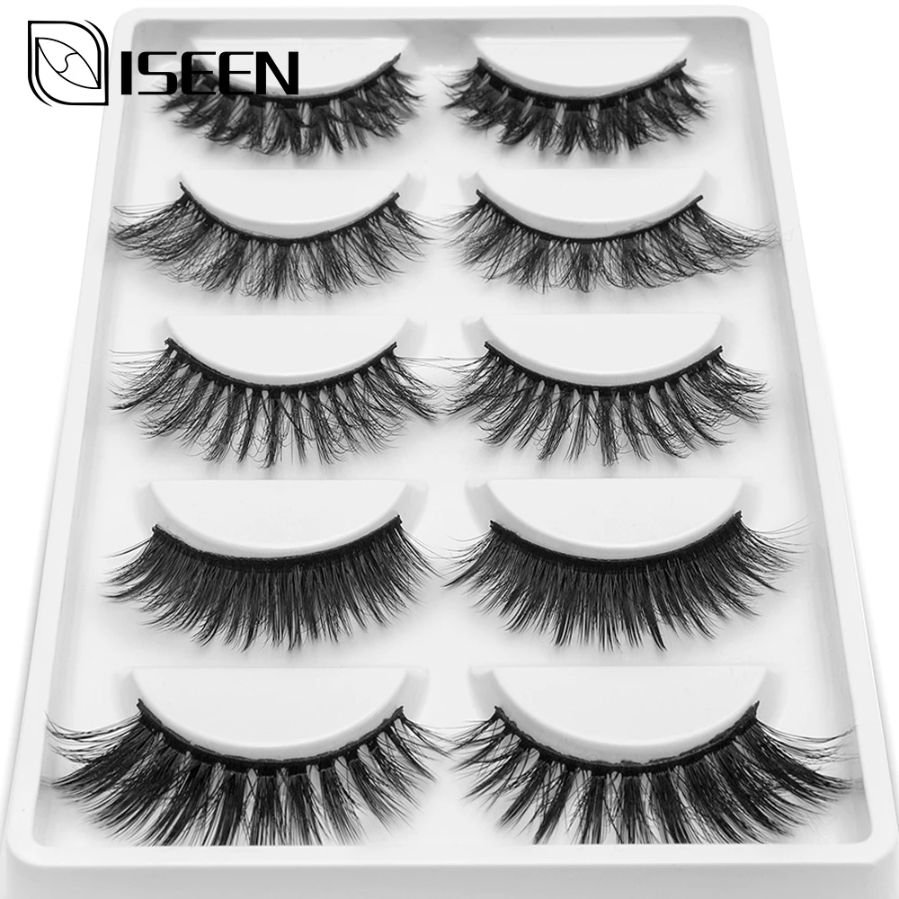 

5 Pairs Multipack 3D Soft Mink Hair False Eyelashes Handmade Wispy Fluffy Long Lashes Natural Eye Makeup Tools Faux Eye Lashes