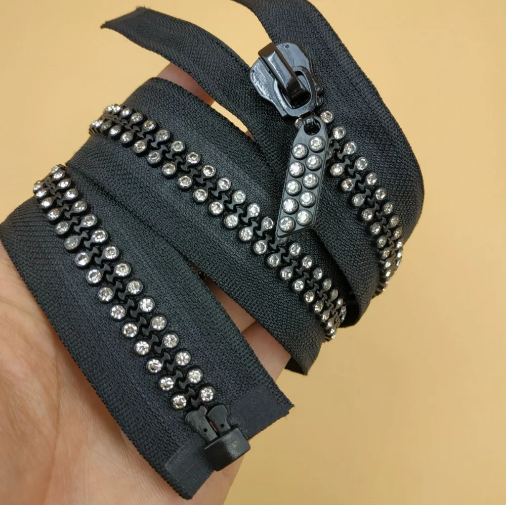 

10# High Quality Decor Diamond Resin Zipper 60/70/80/100/120cm 2 Pieces For Coat Jacket Clothing Garments Accessories