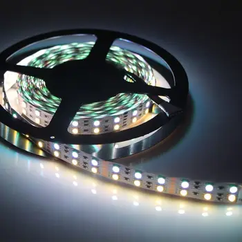 

5M Double Row 5050SMD 600LED Flexible LED Strip light 120L/M 12V lamp Non-waterproof Home Bar Lorry Decor-RGBWW(RGB+WARM White)