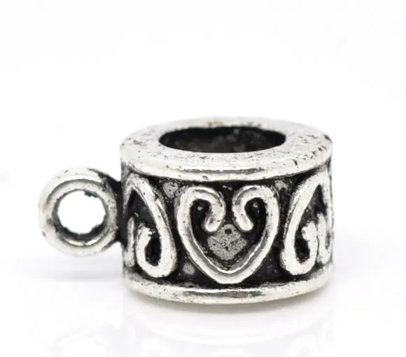 

Antique Silver Heart Charm Bail Beads Fit European Charm 12x9mm, sold per packet of 7 new