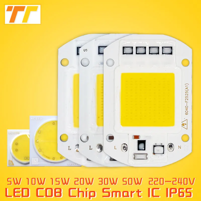 

LED COB chip lamp 5W 15W 20W 30W 50W LED Chip 220V Input IP65 Smart IC integrated Driver for flood light no need driver to DIY