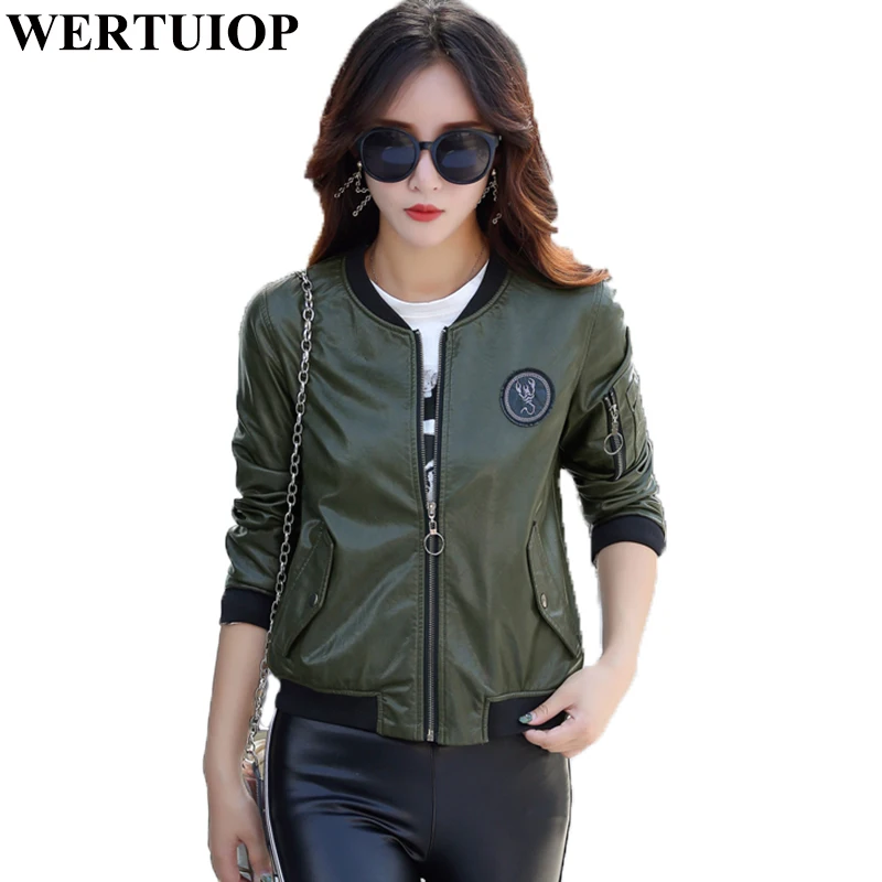 

Short Large Size Leather Women's Clothing 2019 New Autumn Women Leather Jacket Slim Motorcycle Clothing Baseball Suit Coat