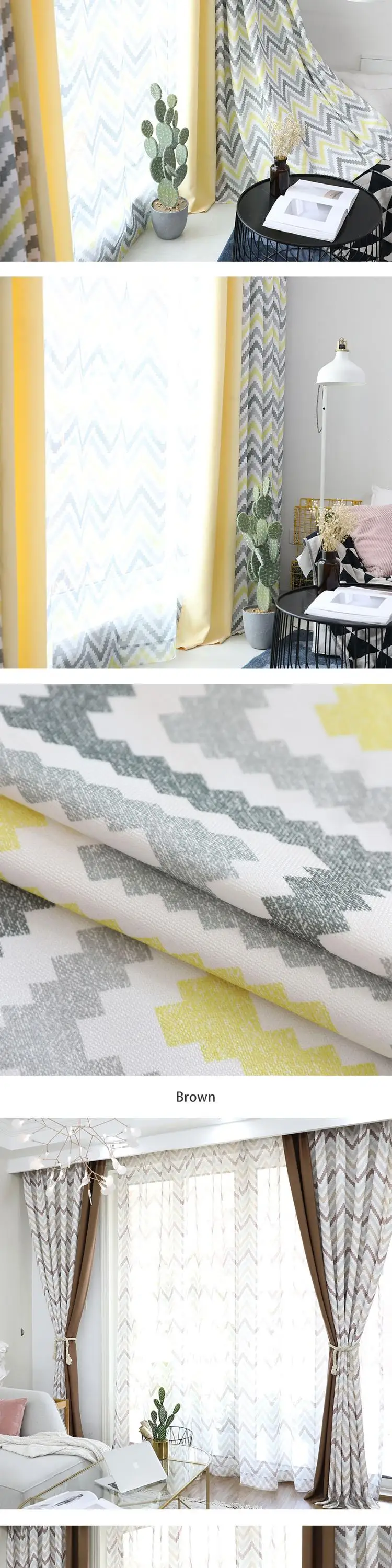 SZ109 NAPEARL Stitching Modern Design Drapes for Bedroom Windows Thick Curtains Wavy Pattern Colorful Elegant Panel All Match Tulle (4)