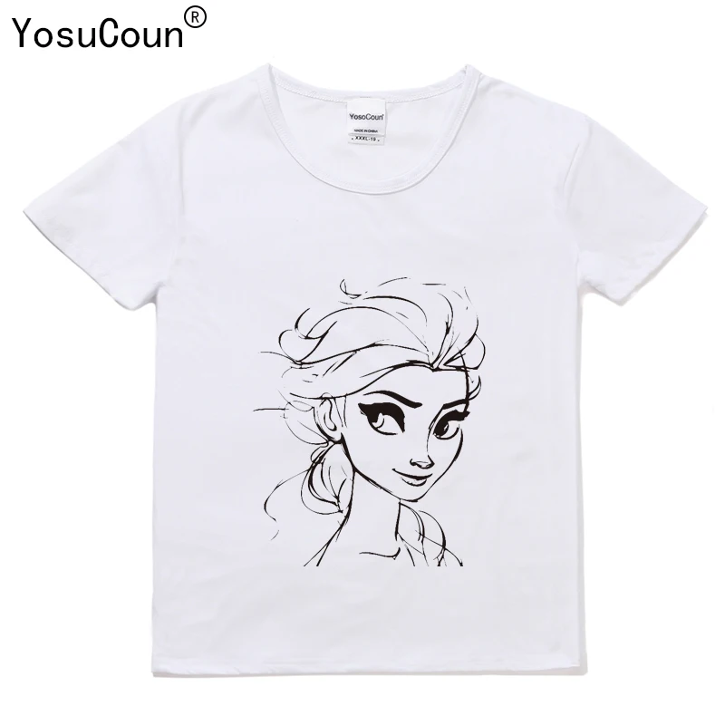 Костюм Эльзы футболка для девочек, рубашка для девочек Детская рубашка с короткими рукавами для девочек, футболка для девочек топы для детей, детская одежда, T015X