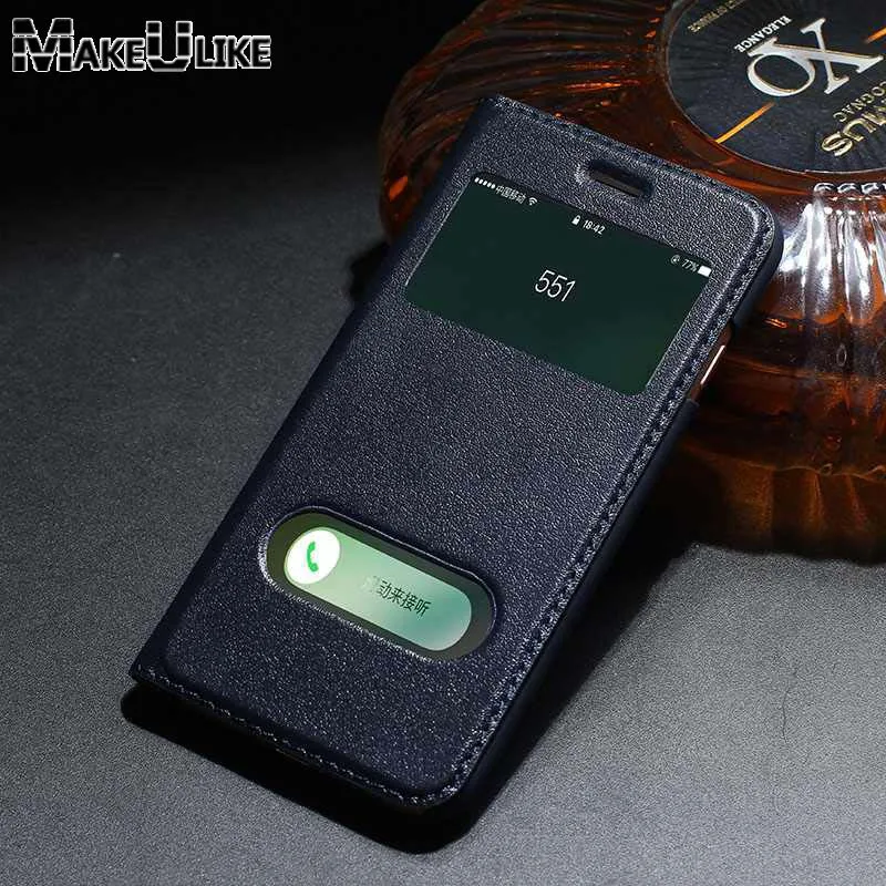 

MAKEULIKE Genuine Leather Case For iPhone 8 Flip Cover Luxury Magnetic Window View Phone bags cases For IPhone8 4.7 inch