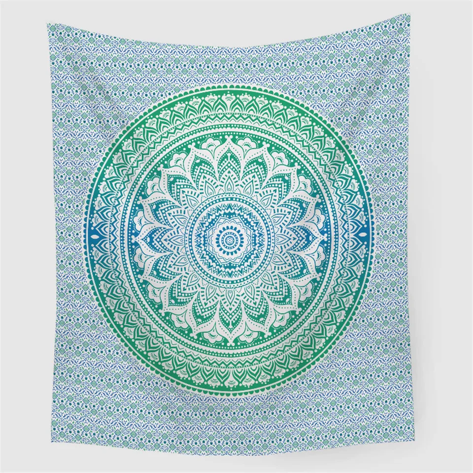 Dropshipping Blue and Green Mandala Flower Tapestry Bohemia Wall