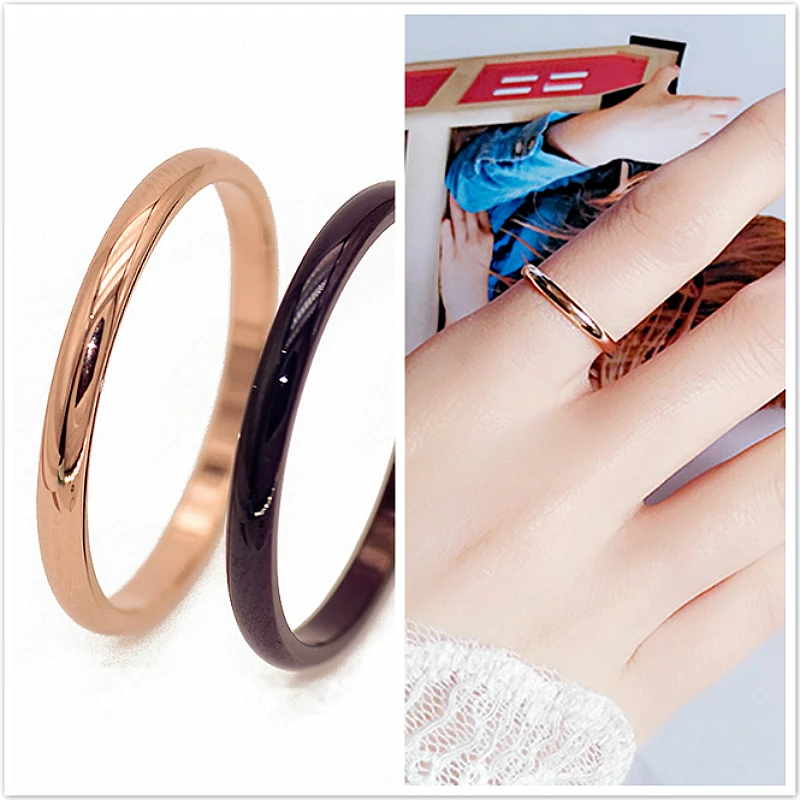 

2019 New Titanium Steel Rose Women Gold Anti-allergy Smooth Simple Wedding Couples Rings