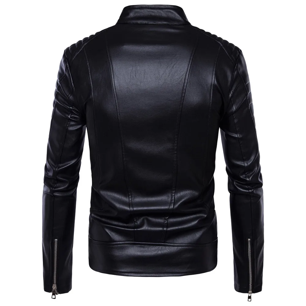 Новые г. черный для отдыха модные Для мужчин байкерская куртка Для мужчин мотоциклетная кожаная куртка высокое качество Босоножки из искусственной pu кожи для мужчин