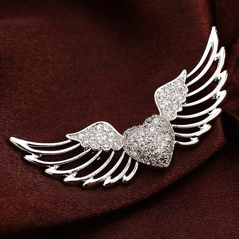 Broche Aile Cœur Brillante 
