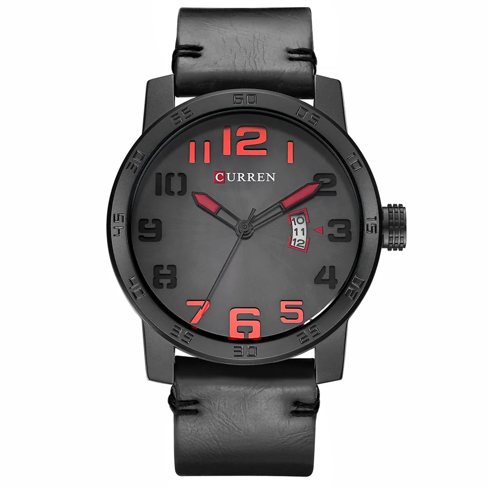 Curren Топ люксовый бренд Дата Япония Movt мужские кварцевые повседневные часы армейские военные спортивные часы кварцевые часы мужские кожаные часы для мужчин - Цвет: Черный