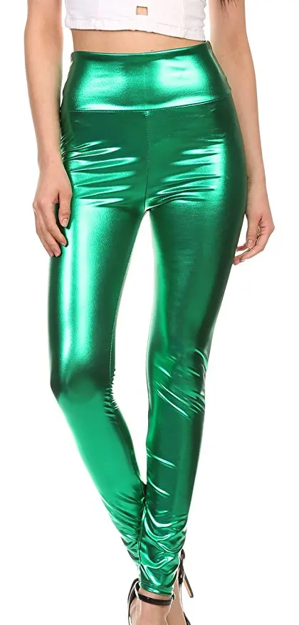 Женские эластичные тонкие леггинсы из искусственной кожи больших размеров, Xl-5XL брюки из искусственной кожи, обтягивающие блестящие черные леггинсы больших размеров - Цвет: Зеленый
