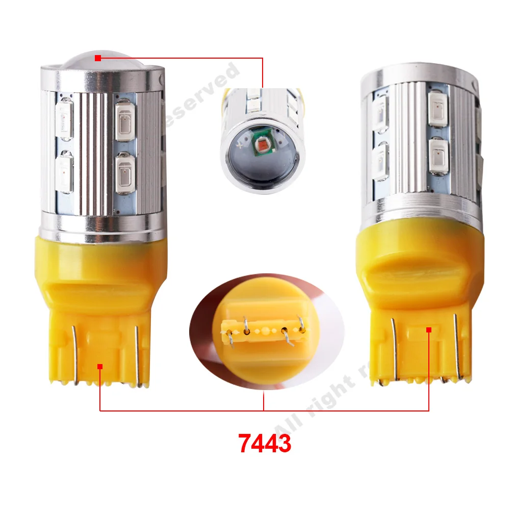 СВЕТОДИОДНЫЙ Автомобильный светильник 2 шт. 7443 12 SMD 5730 W21/5 Вт 5 Вт|car light source|car led