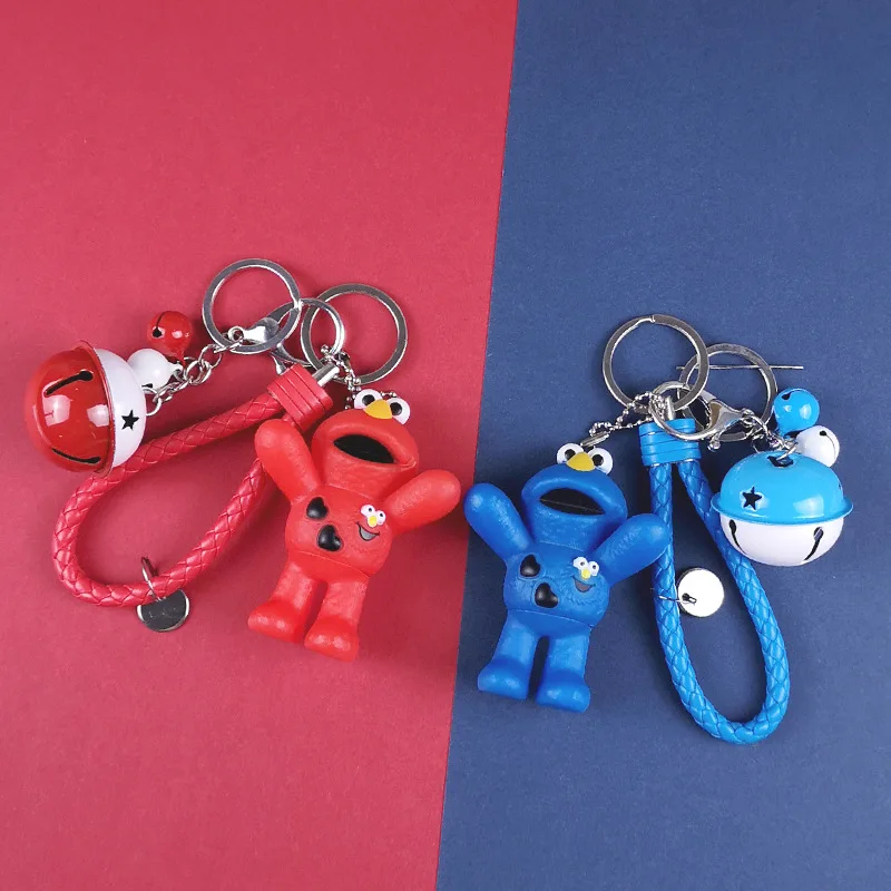 

Cute Sesame Street Keychain Cartoon Red Elmo Cookie Monster Keyring for Girls Key Chain Or Men Keychain New Women Keychain