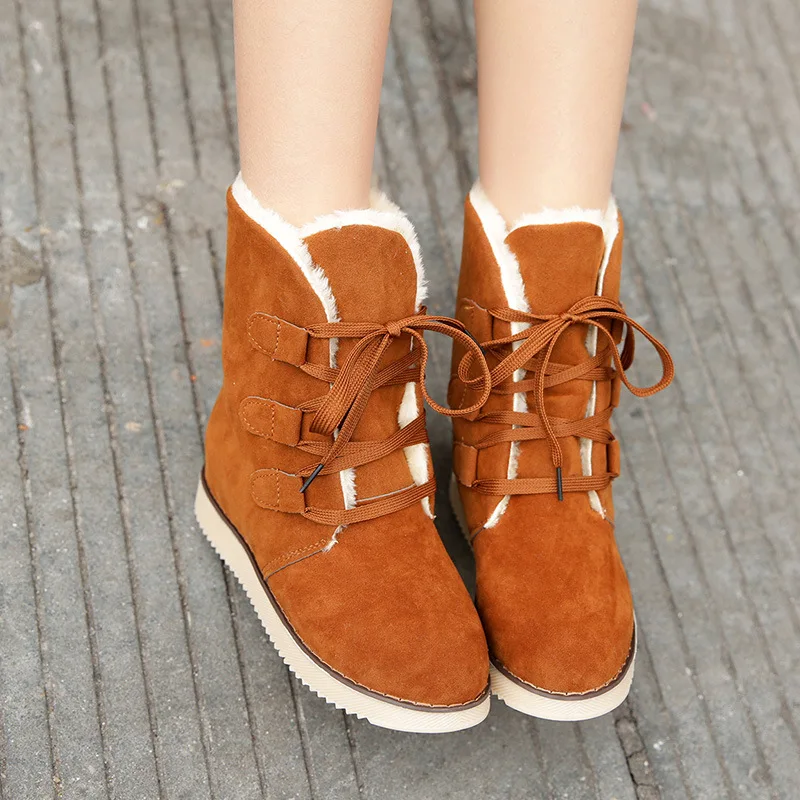 Beste Waterdichte mode bont snowboots Verhoogde Interne vrouwen winter schoenen antislip lace up zwarte enkellaars vrouwen 2018 DVT29