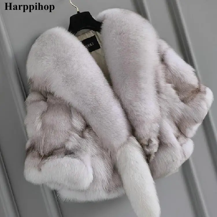Осеннее и зимнее модное пальто из лисьего меха с вырезом, Трендовое женское меховое пончо - Цвет: white