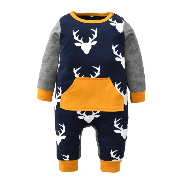 Carino Di Natale Del Bambino Vestiti Del Ragazzo A Maniche Lunghe Deer Stampato Del Bambino Body e Pagliaccetti Neonato Infantile Della Tuta Del Bambino Abbigliamento Per Bambini