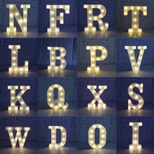 White Plastic 26 Letters White LED Night Light Marquee Sign Alphabet Lamp For Birthday Wedding Party Bedroom Wall Hanging Decor