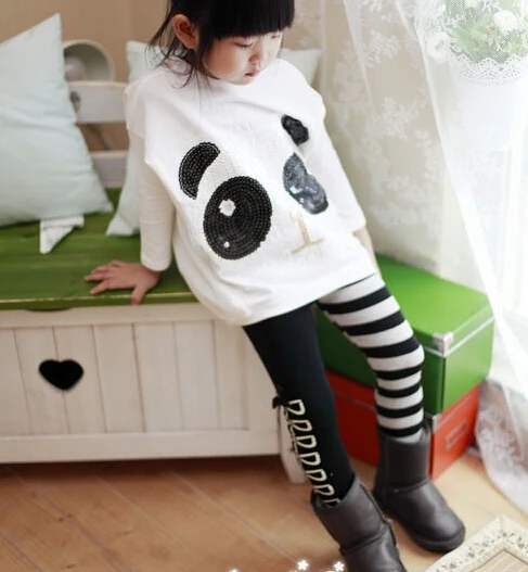 

Bosudhsou #I-1 Girls Classical Zebra Bow Skinny Pants Casual Kids Black White Stripes Trousers Children Clothing Ages 3-8Y