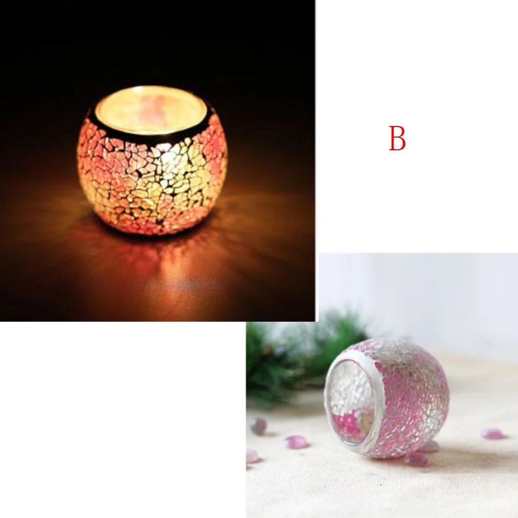 Handmade Mosaic Stained Glass Candle Holder Tea Light Succulent Planter Small Plant Flower Pot