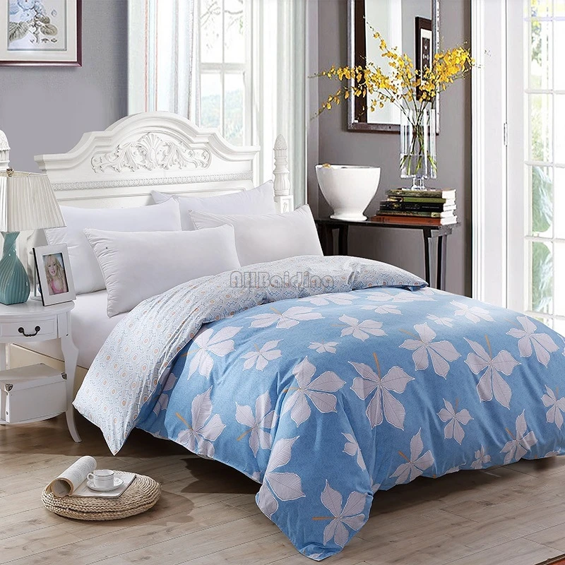 

Home Textile 1pc White Maple Leaf on Blue Duvet Cover Polyester Fabric Quilt Cover Soft Comforter Case Twin Full Queen King Size