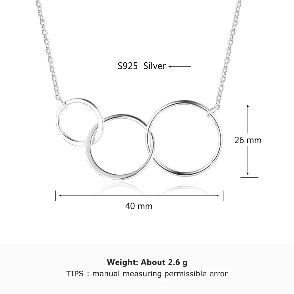 925 Sterling silver 3 Round Necklaces & Pendants for Family NE103082_5 (3)