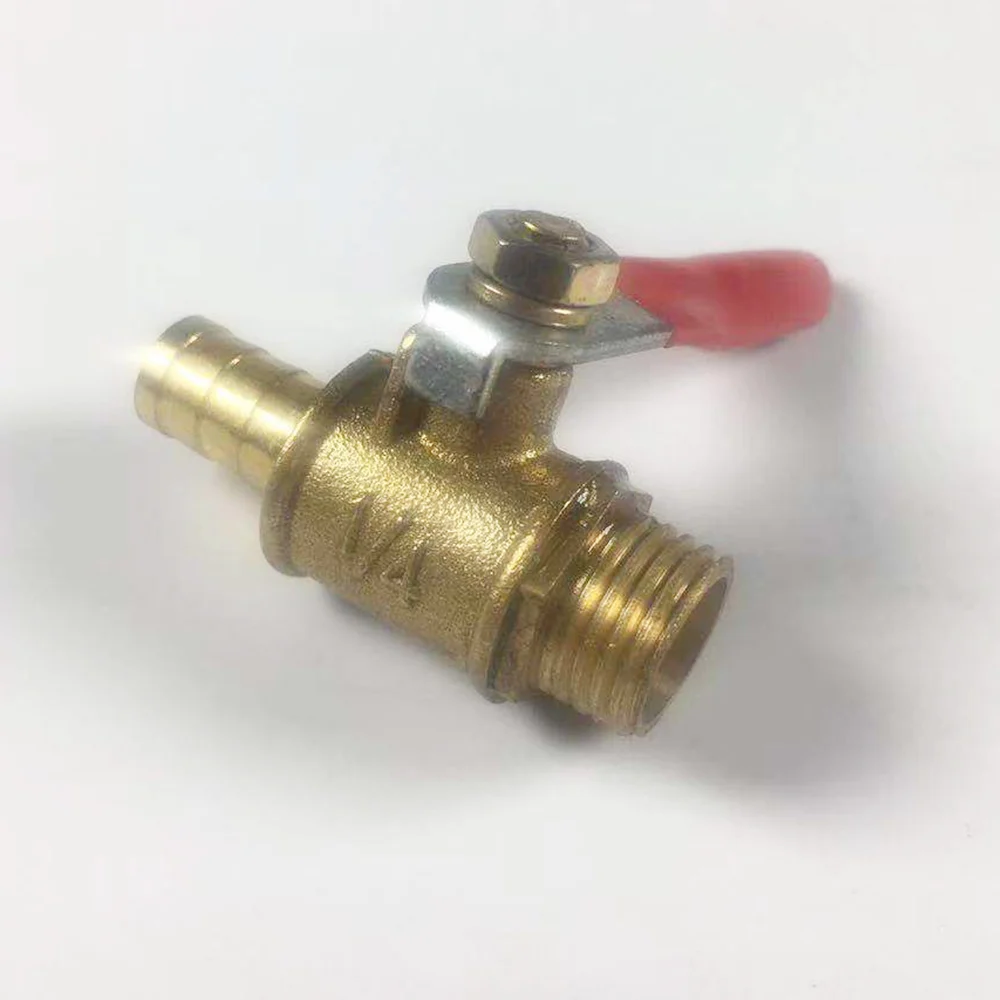

1pc Valve 8mm Hose Barb x 1/4" BSP Male Thread Two Way Brass Ball Valve For Oil Water Air GMN