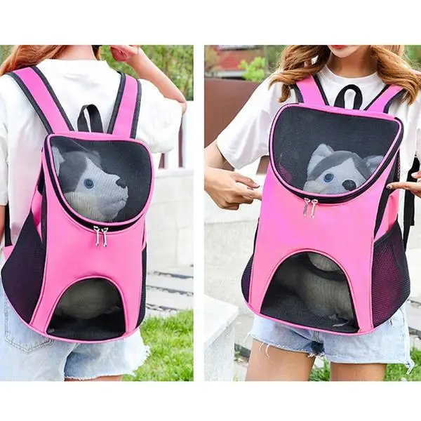 

1Pc Portable Outdoor Dog Pet Double Shoulder Mesh Bag Backpack Travel Carrier