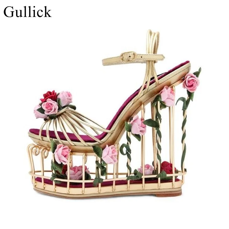 rose gold caged sandals