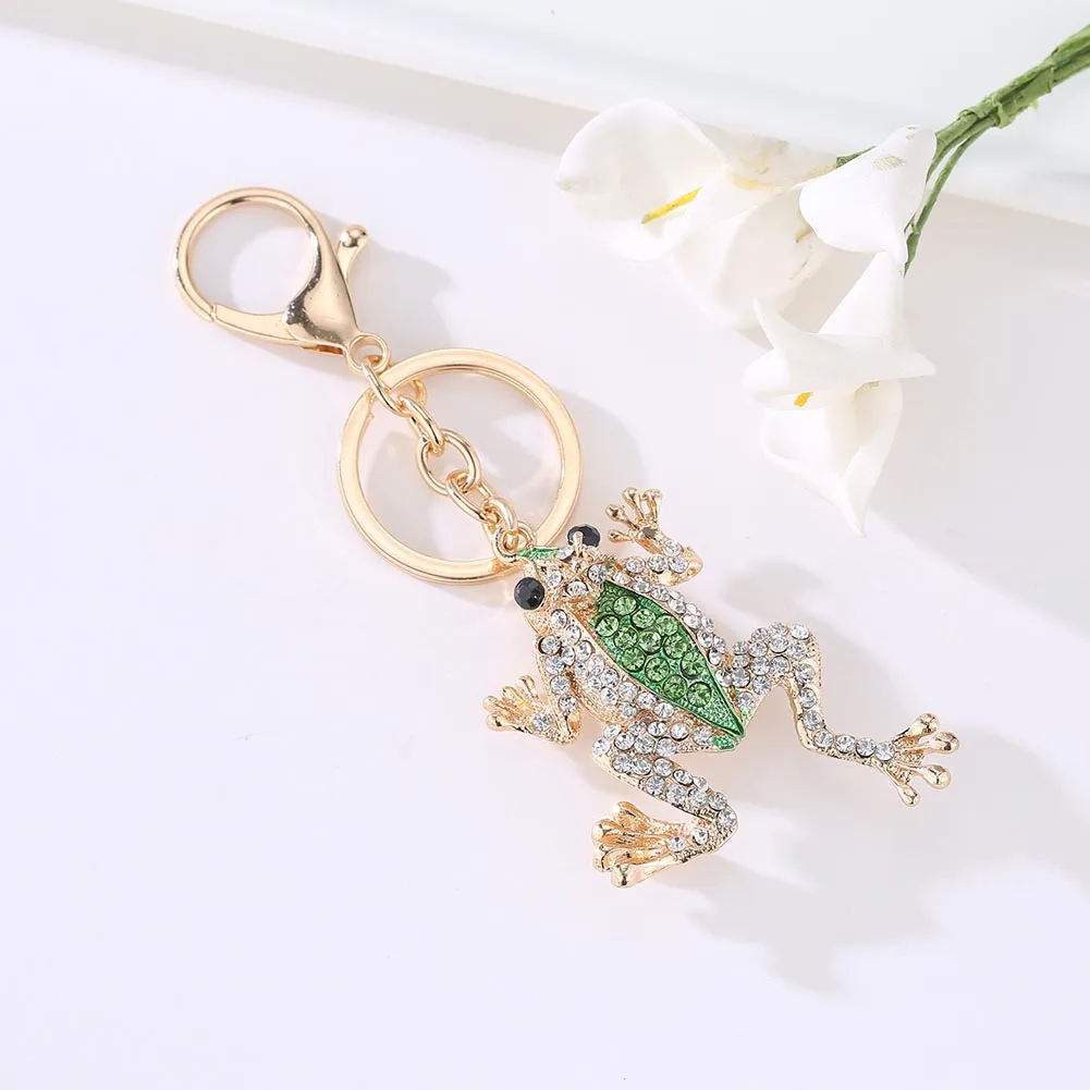 

Pretty Gold Rhinestone Crystal Frog Keychain Pendant Handbag Key Ring Key Chain Car Key Holder for Women Gifts VL