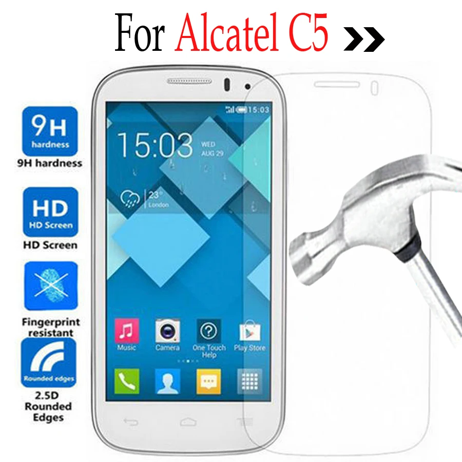 

Tempered Glass For ALCATEL One Touch Pop C5 4.5inch Screen Protector Film With Cleaning Tool For Onetouch C5 5036 OT5036 5036D