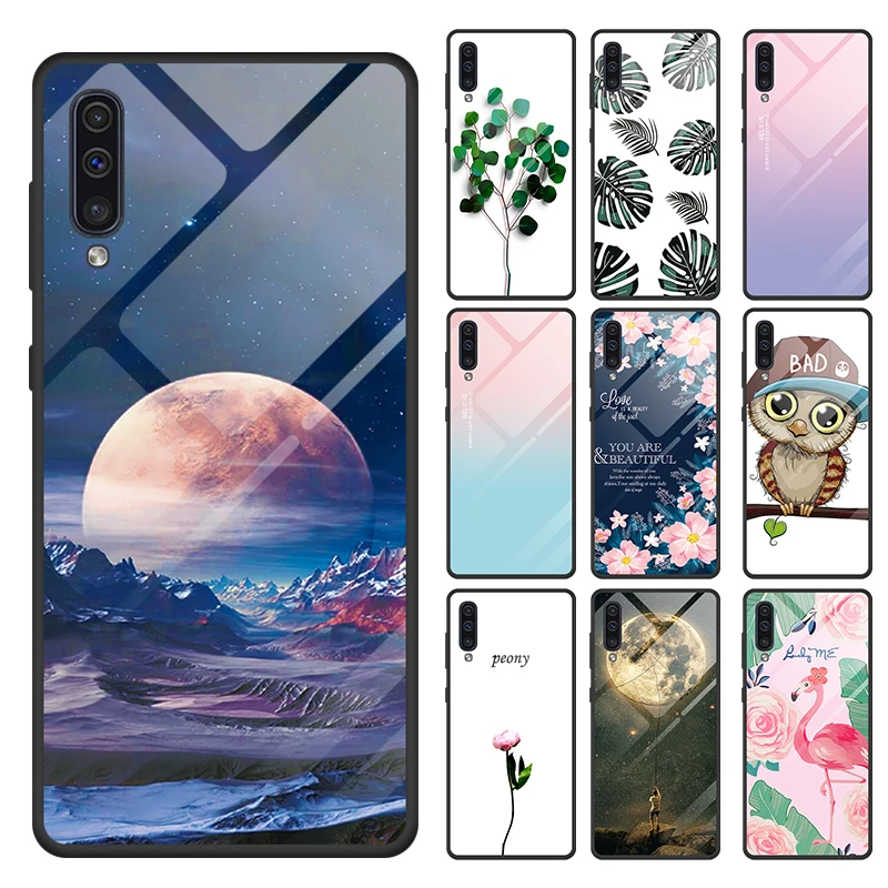 

Tempered Glass Case For Samsung Galaxy A50 A30 Cases Silicone Frame Stars Space Coque For Samsung S10 S8 S9 Plus M20 S10e Cover