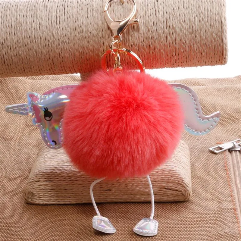 

Anime Unicorn Pom Pom Plush Toy Horse Keychain Unicorn Key Llaveros Pendant Soft Animal Toys Kids Girls Bag Pendant Present