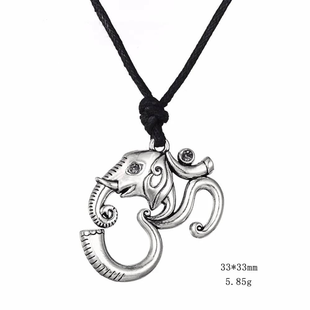 Рыболовный крючок серебристый оттенок ожерелье Ом Йога Мандала Ганеш слон ом символ кулон Регулируемый талисман мужские ювелирные изделия