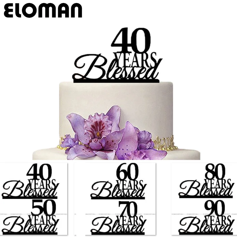 ELOMAN ❀ 50 60 70 80 90 лет блёстки для торта на день рождения черные акриловые