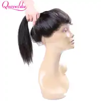 QueenLike Straight Hair 130% Density Human Hair Non Remy Natural Hairline With Baby Hair Pre Plucked 360 Lace Frontal