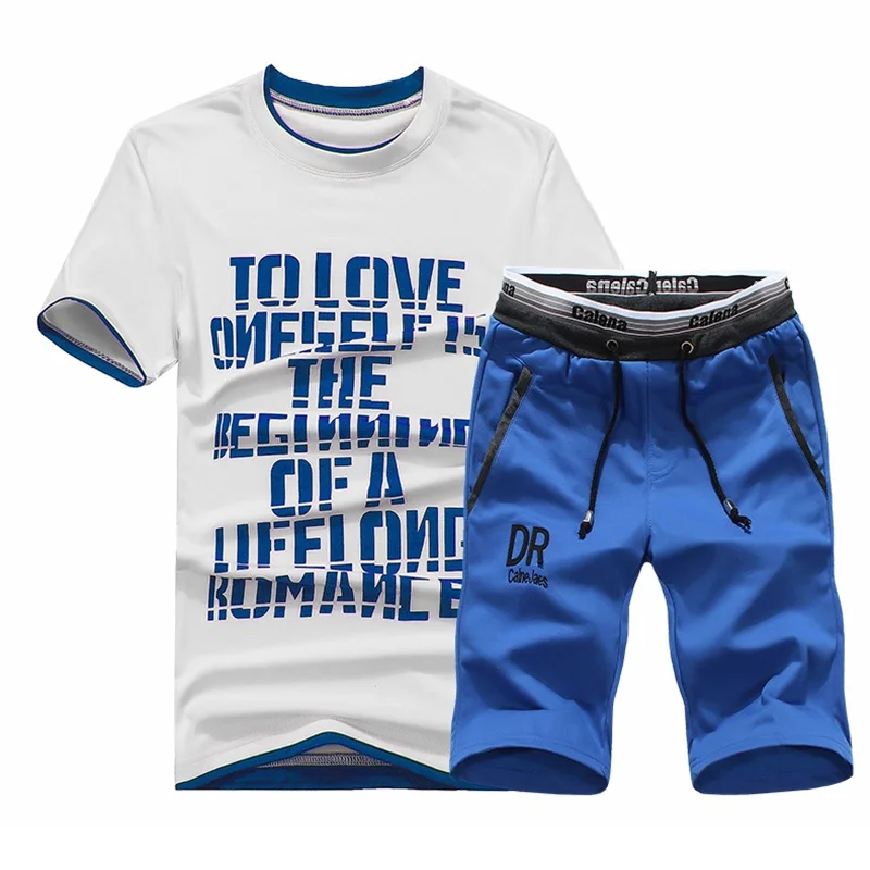 Summer-Shorts-Set-Men-Casual-Outwear-Slim-Fit-Mens-Sweat-Suits-2018-Casual-T-Shirts-Shorts 2 