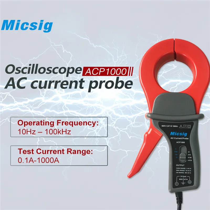 

High quality and New arrival Micsig oscilloscope AC current probe 100KHz AC 1000A current measurement ACP1000