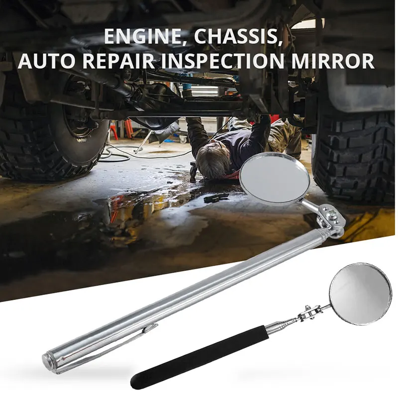 

Vehemo Telescopic Inspection Mirror Inspectors Detection Mirror Universal Swivel Toolmakers Mechanist for Angle View Machinists