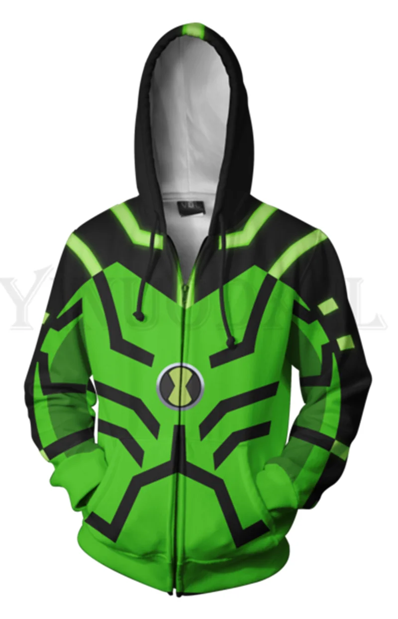 

Anime Ben 10 Sweatshirts Men and Women Zipper Hoodies Avatar 3d Print Hooded Jacket for Boys Heatblast Harajuku Streetwear