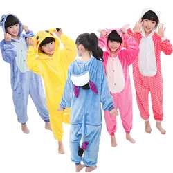 Дети панда Пижама кигуруми фланелевые пижамы с рисунком для мальчиков и девочек Косплэй с капюшоном Животные Кролик костюм летучей мыши