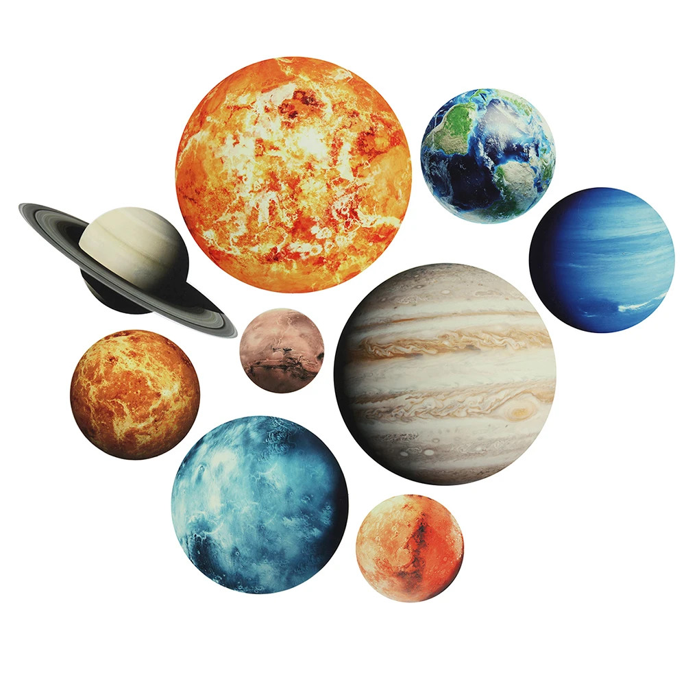 9pcs 9 Solar System Fluorescent Wall Sticker DIY Wall