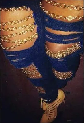 2018 Ripped Waist Women Jeans Burst Women's Hole Chain Fashion Cool Jeans Pants Denim Pants Femme Boyfriend for Women Plus Size