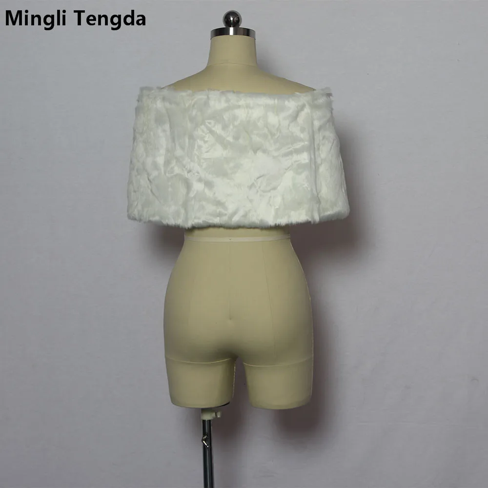 Mingli Tengda искусственного меха Куртка Свадьба Свадебные Меховые болеро Для женщин Утепленная одежда Болеро Обёрточная бумага свадебное