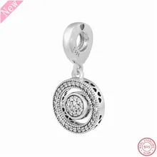 925 пробы серебро Ясно CZ спиннинг вырезами сердца подвеска с логотипом бусины DIY Fit PANDORA Подвески для женщин ювелирных изделий FL801