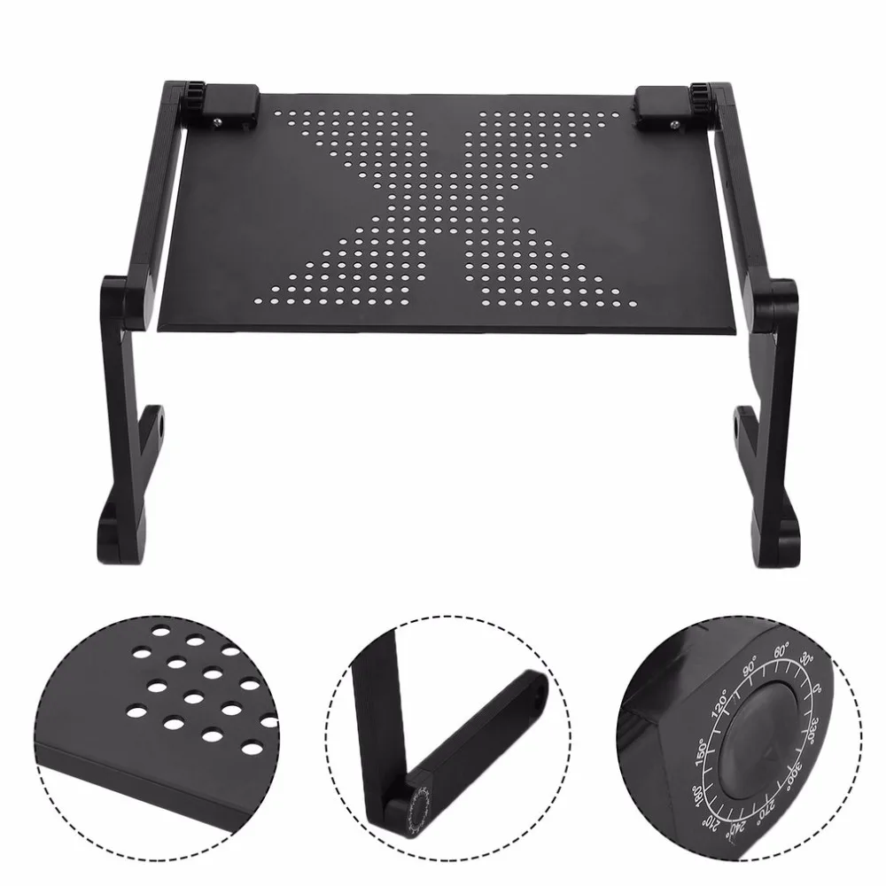 

Computer Desks Portable 360 Degree Adjustable Laptop Notebook Lap PC Folding Desk Table Aluminum Alloy