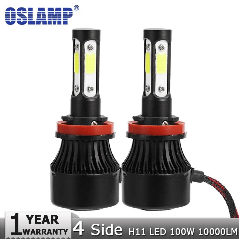 Oslamp 100 Вт 10лм Новый 4 боковых люменов H11 Автомобильный светодиодный светильник