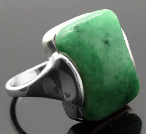 

grade latest wholesale good fashion jewelry 13X16mm Natural Green stone 925 Silver Ring Size 7/8/9/10 valentise gift 5.29
